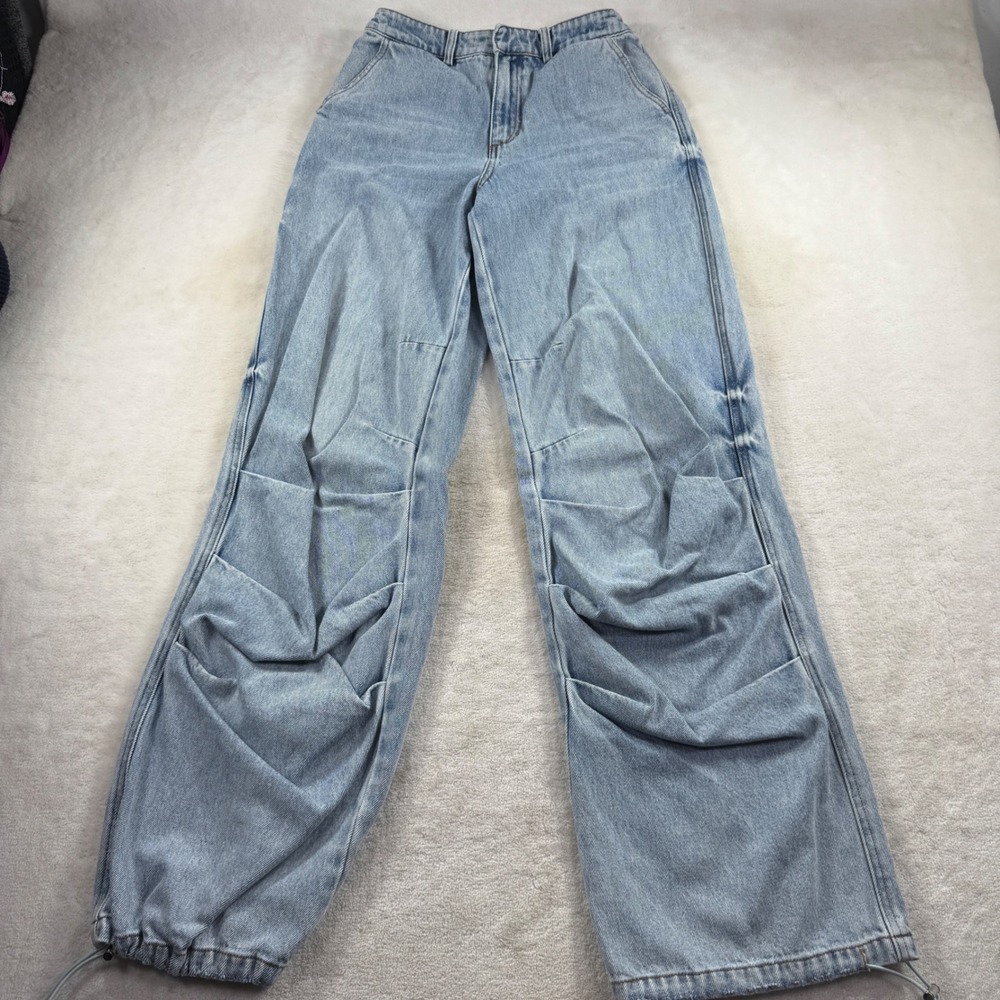 SER.O.YA Coastline 162 Light Wash Pleated Knee Bungee Hem Jeans Women 24 L34